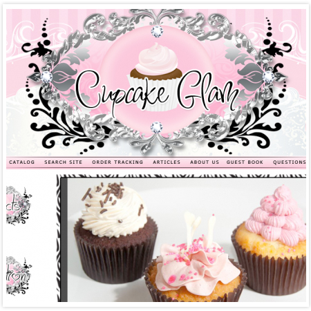 Cupcake Glam Exclusive-Boutique website design, girly web design,